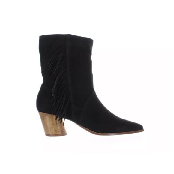 Anthropologie x Bernardo NWT $288 Booties Felix Black Suede Western Size 7.5M - Picture 2 of 8